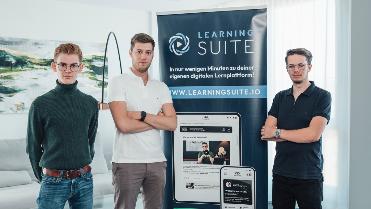 Alexander Knechtl, Florian Gerstner und Fabio Moretti von der LearningSuite GmbH